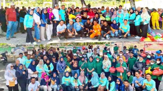 Kadisdikbut Banggai Safrudin Hinelo.S.STP.M.Si bersama Sekdis Sayamsul Bahri Lanta.S.STP dan Jajarannaya lakukan pembagian sembako di dua titik