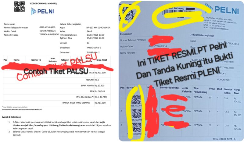 foto istimewa : Waspada Tiket Resmi Pelni Ada lima tanda Barcodenya sedangkan yang asli beda hanya satu Barcode  harus jeli dalam transaksi di media online