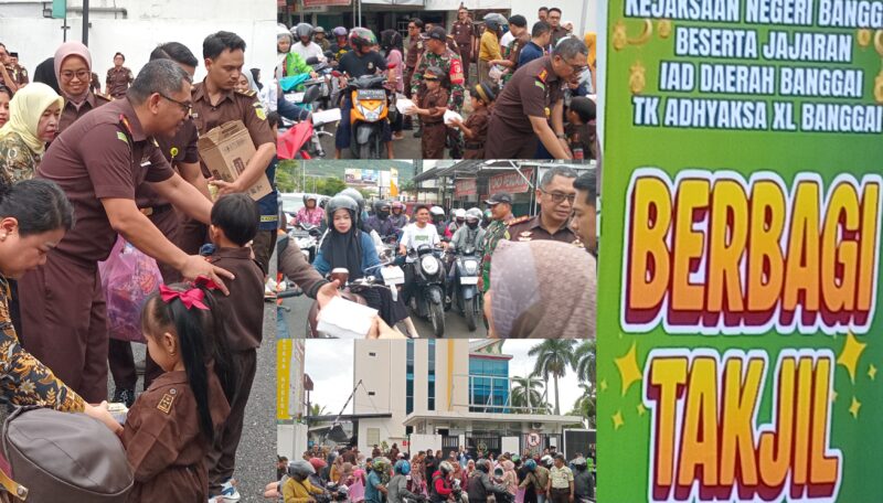 foto istimewa : Kajari Akbar.SH.MH bersama Ketua IAD Nyonya Belo Akbar turun langsung Bagikan 300 takjil yang di persiapkan 