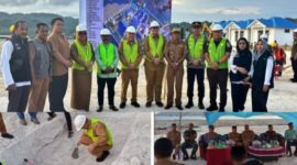 foto istimewa : Bupati Rusli Saat Lakukan Peletakan Batu pertama Pembangunan KNMP Desa Totikum Selatan di Saksikan Wabup Serfi Kambey dan jajaran unsur Forkopimda bangkep
