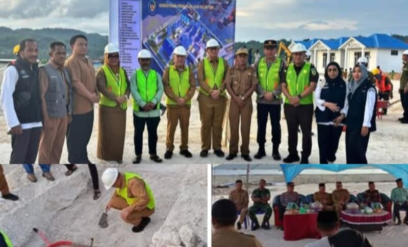 foto istimewa : Bupati Rusli Saat Lakukan Peletakan Batu pertama Pembangunan KNMP Desa Totikum Selatan di Saksikan Wabup Serfi Kambey dan jajaran unsur Forkopimda bangkep
