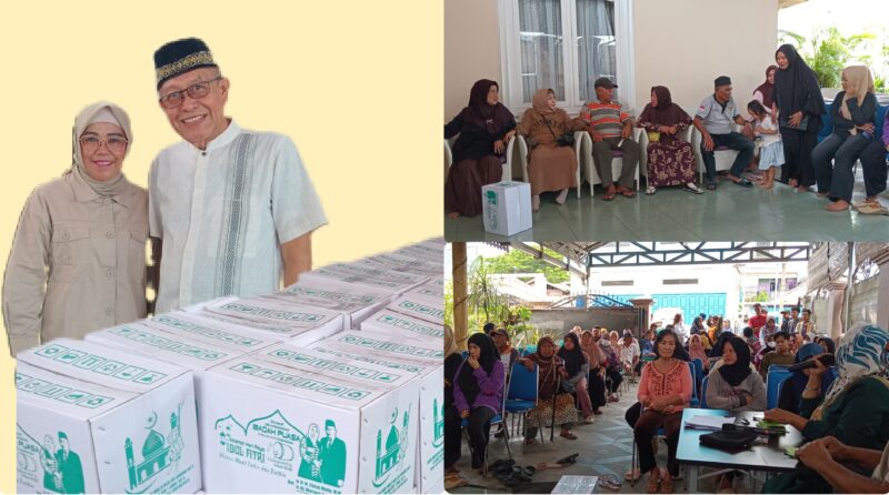 foto istimewa : Ir H.Faisal Mang.M.Si Bersama Istri Ir.Hj Mariam Salat.M.Si saat Berbagi Paket sembako di dampingi Keluarga Abdullah Jafar, Marto Jafar 