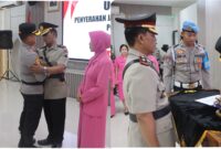 foto istimewa : Upacara dipimpin langsung Kapolres Demak AKBP Arrizal Samelino Gandasaputra terhadap Kompol Idzhar yang sudah masuk masa purna tugas 
