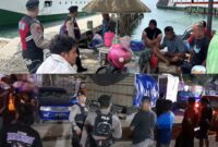 foto istimewa : Anggota Samapta polres banggai saat berikan arahan pada warga sekitar pelabuhan 