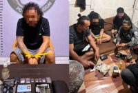 foto istimewa : Tampak Lesu SB alias A 45 Pria Asal Karaton saat di Tangkap Tim Satnarkoba polres Banggai