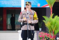 foto istimewa : Kapolres banggai AKBP Wayan saat apal dan berikan penyampaian di hadapan anggota nya 