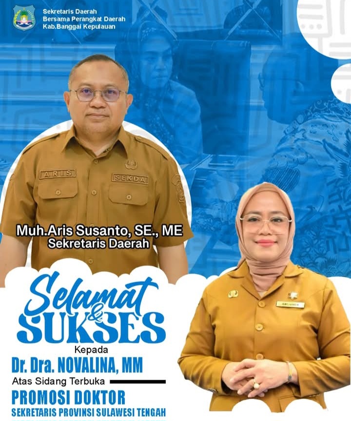 foto istimewa kutip dari Facebooknya Sekda Bangkep Muh Aris Susanto.SE.ME mengucapkan selamat pada Dr Novalina.MM