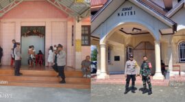 foto istimewa : Anggota polres banggai bersama TNI lakukan pengamanan di setiap Gereja 