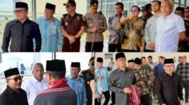 foto istimewa : Tampak Bupati Banggai Amirudin, Bupati Bangkep Rusli Moidady dan Bupati Balut Sofyan Kaefa Langsung Jemput Mendes PDT Yandri Susanto dan Rombongan di Bandara SAA.