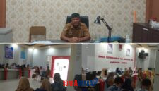 foto istimewa : Sekdis Dukcapil diruang Kerja dan saat Pimping Brifing Terkait Pelayanan pada masyarakat sekaligus dukung program WFH