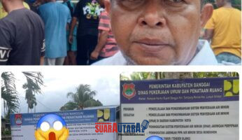 foto istimewa : Kades Hunduhon Saiful Bahri Mewakili Masyarakat pertanyakan Kelanjutan kedua proyek ini berikut papan Proyeknya 