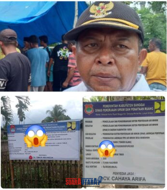 foto istimewa : Kades Hunduhon Saiful Bahri Mewakili Masyarakat pertanyakan Kelanjutan kedua proyek ini berikut papan Proyeknya 