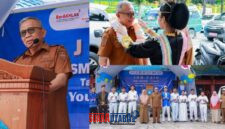 foto istimewa : Wabup Banggai Drs H.Furqanuddin.MM saat Wakili Bupati buka Job Fair SMK Negeri 1 luwuk bacakan sambutan 