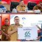 foto istimewa : Bupati Banggai Ir H.Amirudin.MP.SP.MM, bersama Pemenang Buat Logo HUT banggai Ke 66 di dampingi Sekda Ir Moh.Ramli Tongko.S.Sos.M.Si,Anggota DPRD dari Partai Golkar Moh.Panji Syafutra.