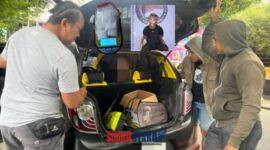 foto istimewa : Tampak Tersanagka Bersama Babuk di hadapan Anggota SatNarkoba polres banggai