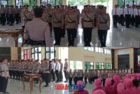 foto istimewa : Kapolres banggai AKBP Wayan Wayracana Aryawan.S.I.K memimpin Serah terima jabatan dari Kabag OPS Kapolsek Bunta,Kapolsek Nuhon,Kapolsek Pagimana, Kapolsek Lamala,Dan Kasat Sabhara  serta Kasi Propam 
