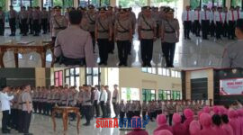 foto istimewa : Kapolres banggai AKBP Wayan Wayracana Aryawan.S.I.K memimpin Serah terima jabatan dari Kabag OPS Kapolsek Bunta,Kapolsek Nuhon,Kapolsek Pagimana, Kapolsek Lamala,Dan Kasat Sabhara  serta Kasi Propam 