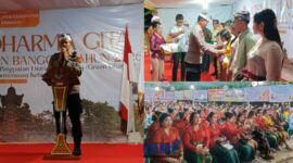 foto istimewa : Kapolres banggai AKBP Wayan Wayracana Aryawan.S.I.K saat berikan sambutan dan titip pesan Semua umat harus jaga kondisi wilayahnya karena kita hidup heterogen 
