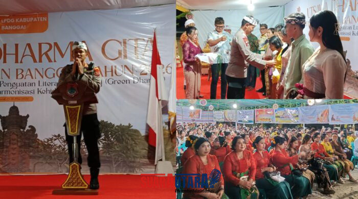 foto istimewa : Kapolres banggai AKBP Wayan Wayracana Aryawan.S.I.K saat berikan sambutan dan titip pesan Semua umat harus jaga kondisi wilayahnya karena kita hidup heterogen