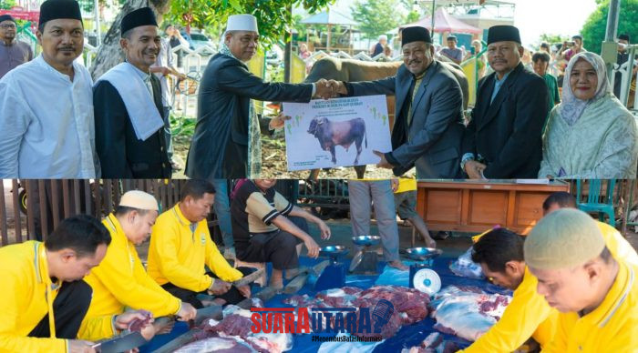 foto istimewa : Saat Petugas MSjid An-Nur terima Bantuan Sapi Kurban Dari Presiden Prabowo Subianto