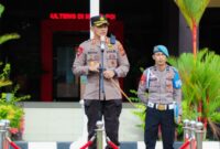 foto istimewa : Kapolres banggai AKBP Wayan Dihadapan anggotanya Sampaikan pesan Jaga netralisatas dan selalu humanis berhadapan dengan masyarakat.