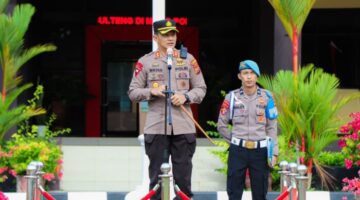 foto istimewa : Kapolres banggai AKBP Wayan Dihadapan anggotanya Sampaikan pesan Jaga netralisatas dan selalu humanis berhadapan dengan masyarakat.
