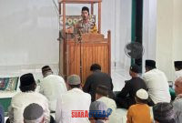 foto istimewa : Diatas mimbar Kapolsek Nuhon Berikan pesan jaga Kamtipmas di masing masing tempat