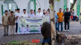 Wabup Banggai Drs H.Furqaniddin.MM,Terima (BAST) donasi hewan kurban 1447 Hijriah dari PT Donggi-Senoro LNG (DSLNG) di halaman Masjid Baitul Ma'muun, Bukit Halimun