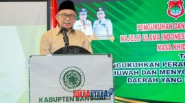 Wakili Bupati Wabup Banggai Drs.H.Furqanuddin.MM,Sat bacakan sambutan Bupati/ : foto istimewa 