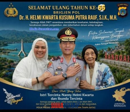 foto istimewa : Wakapolda Sulteng Brogjen Pol Dr H Kwarta Kusuma Putra Rauf.S.I.K.M.M Bersama Istri Tercinta Nanny Helmi Kwarta  serta Ibu Tercinta 