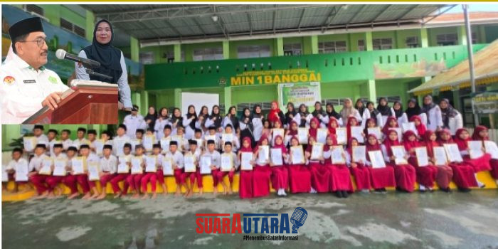 foto kenangan bersama Siswa siswi yang lulus 100 serta Kemenag Suardi Kanjai dan Kepasek Hasniar 