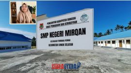 foto Istimewa : Kabid SMP Irma Labuan dan Latar Belakang SMP  Negeri Mirqan Kecamatan Luwuk selatan 