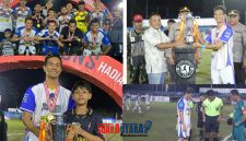 foto istimewa : Wali kota Palu H.Hadianto Rasyid.S.E di Wakili Camat Nambo Subhan Ahmad.S.Sos Serahkan Pialah Bergilir Hardianto Rasyid Cup 2026 pada Fahrul Damalante Kapten sekaligus Manager Tim FO Apparel FC yang Tundukan Tanjung Tuwis FC 3 - 1 Saksikan Kapolsek Kintom dan Perwakilan Danramil 1308-04