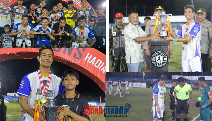 foto istimewa : Wali kota Palu H.Hadianto Rasyid.S.E di Wakili Camat Nambo Subhan Ahmad.S.Sos Serahkan Pialah Bergilir Hardianto Rasyid Cup 2026 pada Fahrul Damalante Kapten sekaligus Manager Tim FD Apparel FC  yang Tundukan Tanjung Tuwis FC 4 - 0 Saksikan Kapolsek Kintom dan Perwakilan Danramil 1308-04 
