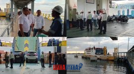 foto istimewa : Suverfaisor ASDP Pagimana Arif.SE bersama Maneger ASDP Jhon lakukan pantauan kondisi KM Mointi sebelum berangkat menuju gorontalo.