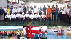 foto istimewa : Saat petugas laksanakan Simulasi saat terjadi apa - apa dikapal apa yang harus dilakukan sambil tunggu aba aba dari petugas 