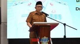 Wabup Banggai Drs H Furqanuddin.MM Saat Bacakan Sambutan Bupati di hadapan para tamu undangan 