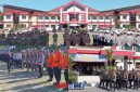 foto istimewa : Pimpin Upacara HUT Bhayangkari Ke 80 Kapolres banggai AKBP Wayan Wayracana Aryawan.S.I.K dan saksikan Defile pasukan upacara