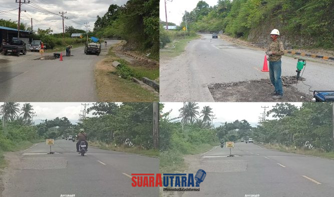 foto istimewa : Lokasi proyek jalan tambal sulam ini di jalan trans Luwuk toili dan trans luwuk Palu daerah pagimana