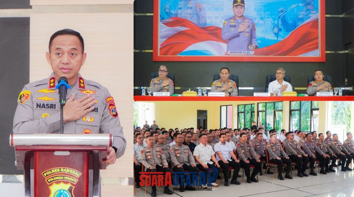 foto istimewa : Kapolda Sulteng Irjen pol Nasri Sulaeman.S.I.K.M.H. Saat Berikan Arahannya di hadapan para PJU Polres Banggai dan anggotanya