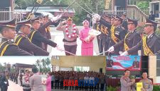 foto istimewa : Tradisi Pedang Pora Menyambut Kapolresta Kombes PolHendri Yulianto dan Penandatangani Nota serah terima jabatan oleh AKBP Wayan Wayracana Aryawan.S.I.K