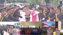 foto istimewa : Tradisi Pedang Pora Menyambut Kapolresta Kombes PolHendri Yulianto dan Penandatangani Nota serah terima jabatan oleh AKBP Wayan Wayracana Aryawan.S.I.K 