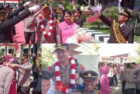 foto istimewa : AKBP Wayan Wayracana Aryawan.S.I.K bersama Nyonya Made Masuk dalam Barisan Pedang Pora di Dampingi Kapolresta Banggai Kombes Pol Hendri Yulianto.S.I.K.M.H bersama nyonya dan AKBP Wayan popong menuju mobil
