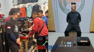 foto istimewa : Saat Tim Narkoba periksa Toko tempat jual pakaian tempat Narkoba