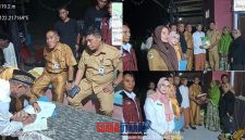 foto istimewa :Wakili Bupati Banggai Kepala Dinas Sosial Hariadi Bola serahkan Bantuan pada warga korban kedua rumah hangus semuanya