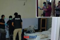 foto istimewa Tim Dari.Polresta banggai Periksa Mayat Seorang pria dikamar hotel citra Kelurahan maahas 