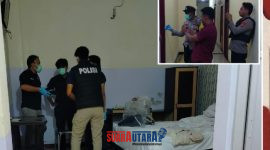 foto istimewa Tim Dari.Polresta banggai Periksa Mayat Seorang pria dikamar hotel citra Kelurahan maahas 