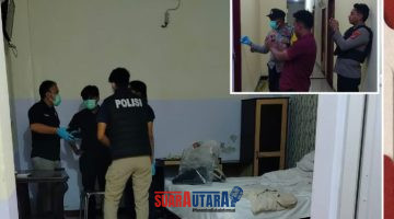 foto istimewa Tim Dari.Polresta banggai Periksa Mayat Seorang pria dikamar hotel citra Kelurahan maahas