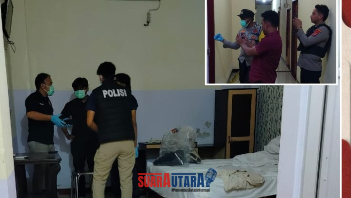 foto istimewa Tim Dari.Polresta banggai Periksa Mayat Seorang pria dikamar hotel citra Kelurahan maahas