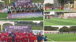 foto istimewa : Tampak Pemain Bank Sulteng terus menekan Gawang Dari ATR/BPN dengan skor 4 - 0 menang Bank sulteng